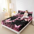 thumbnail image 3 of Manfei Cartoon Initial P Queen Sheets,Kawaii Bling Print Queen Sheet Sets,Pink,4-Piece, 3 of 6