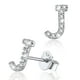 thumbnail image 1 of Pendientes de plata esterlina Silvora con inicial de circonita cúbica letra J, 1 of 8