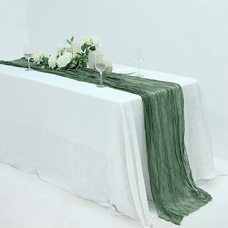 

BalsaCircle 10 Feet Moss Green Cotton Cheesecloth Gauze Extra Table Runner Home Decorations