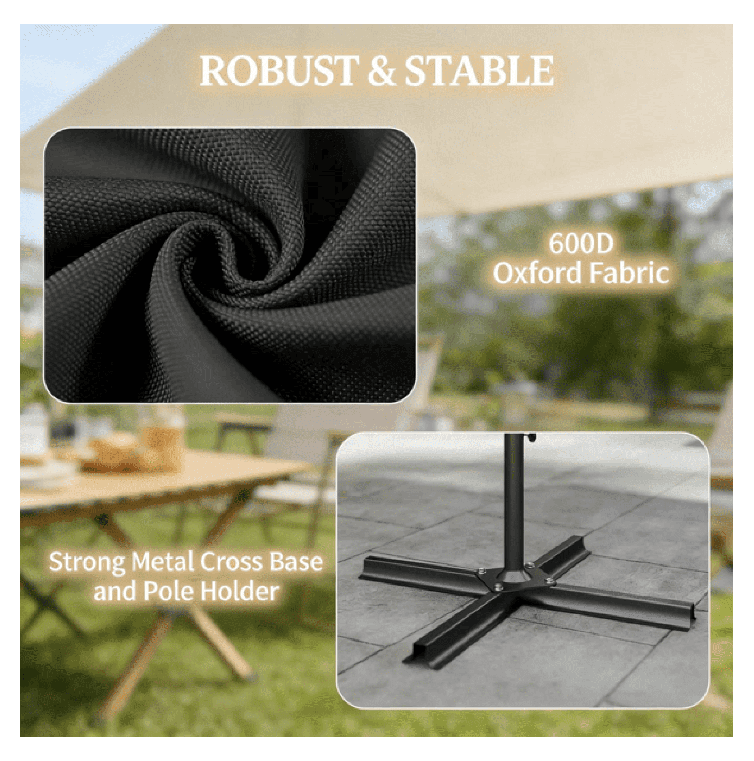 Umbrella Base Outdoor, 30.7 Inch Heavy Duty Steel Patio Umbrella Stand, Black Powder Coated Metal Frame, Fits 1.89" Pole, Sand or Water Filled for Stability
