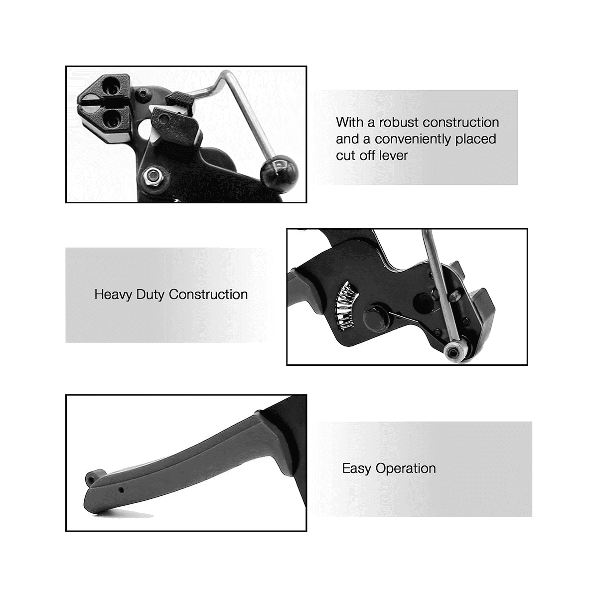 Metal Zip Ties Cutter Stainless Steel Cable Tie Cutting Tool with 100PCS Cable Tie for Self-Locking Zip Ties Black