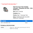 thumbnail image 2 of Right Passenger Side Headlight Assembly - Compatible with 2003 - 2004 INFINITI G35, 2 of 2