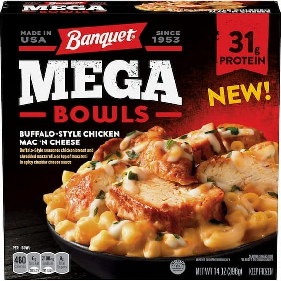(8 Pack) Banquet Mega Chicken Macaroni & Cheese Bowl, 14 oz.
