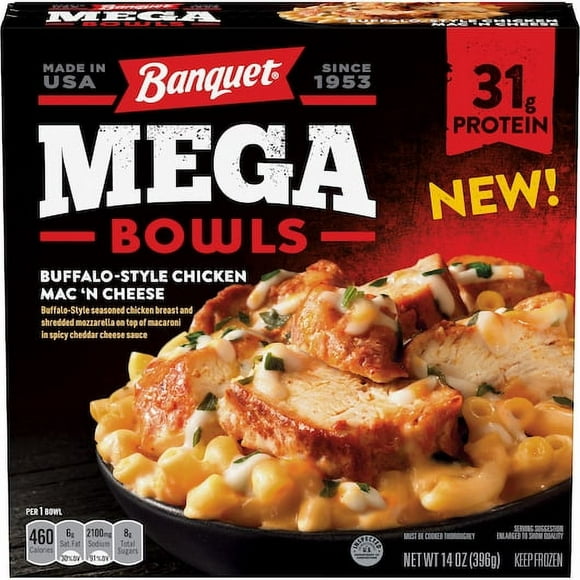 (8 Pack) Banquet Mega Chicken Macaroni & Cheese Bowl, 14 oz.