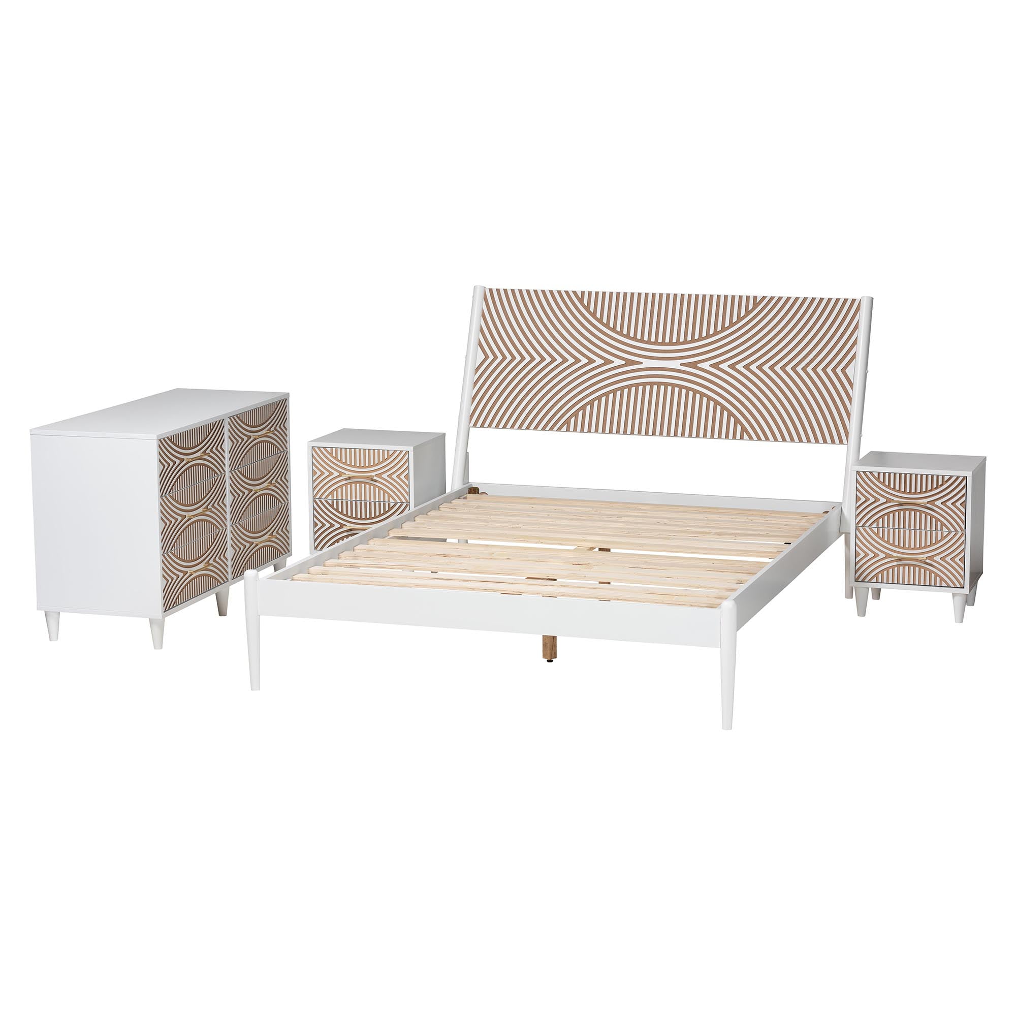 Baxton Studio Louetta Coastal Bedroom Set, Queen, White