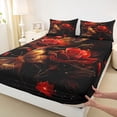 thumbnail image 3 of Castle Fairy Teens Red Flower Rose Full Size Sheets,Romantic Gold Butterfly Bed Sheets, 3 of 7