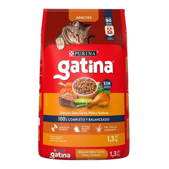 Alimento para Gato Purina Gatina Carne, Pollo, Verduras 1.3 kg