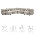 thumbnail image 3 of Modway Jubilee 5-Piece Modular Performance Velvet Sectional Sofa in Almond, 3 of 10