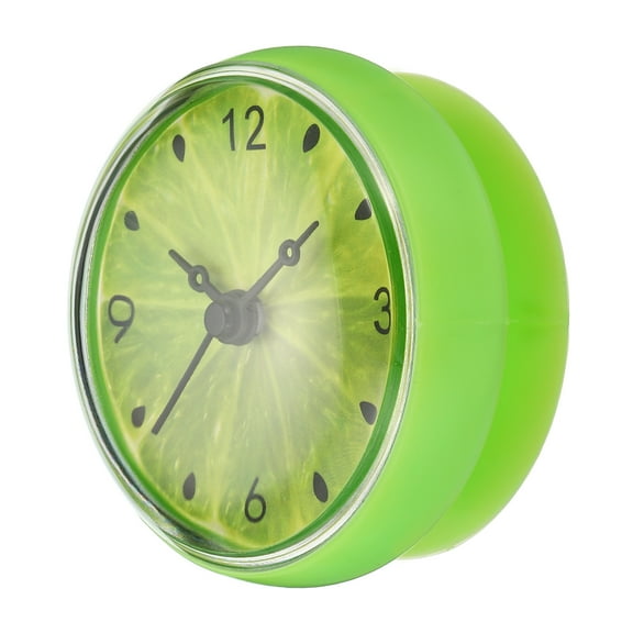 Unique Bargains Waterproof Shower Clock, Non Ticking Silent Mini Cute Mirror Wall Clocks with Suction Cup, Green/Black