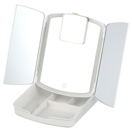 My Foldaway Double Sided Vanity Mirror Lighted 10x Magnification Foldable Mirror
