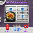 thumbnail image 3 of TYEMUI 24in Gas Stove Cooktop, Drop-in 4 Burner NG/LPG Convertible Neutral Gas Propane Cooktop with Thermocouple Protection for Kitchen, 3 of 13