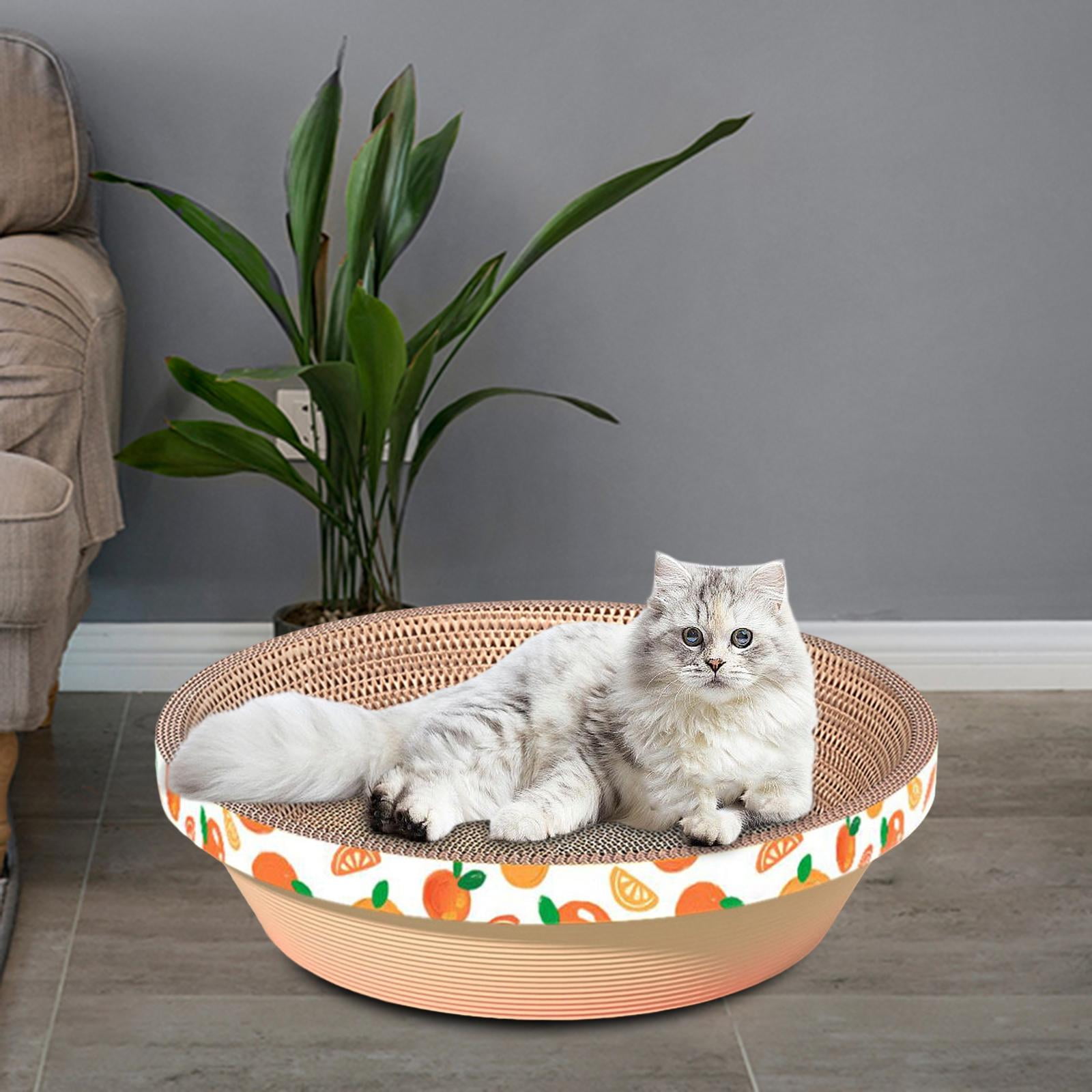 Bvdfgk Scratch Pads Bowl Pet Cushion Mat Lounge Bed Cats Scratcher Cardboard Scratching Orange 50x50x11cm