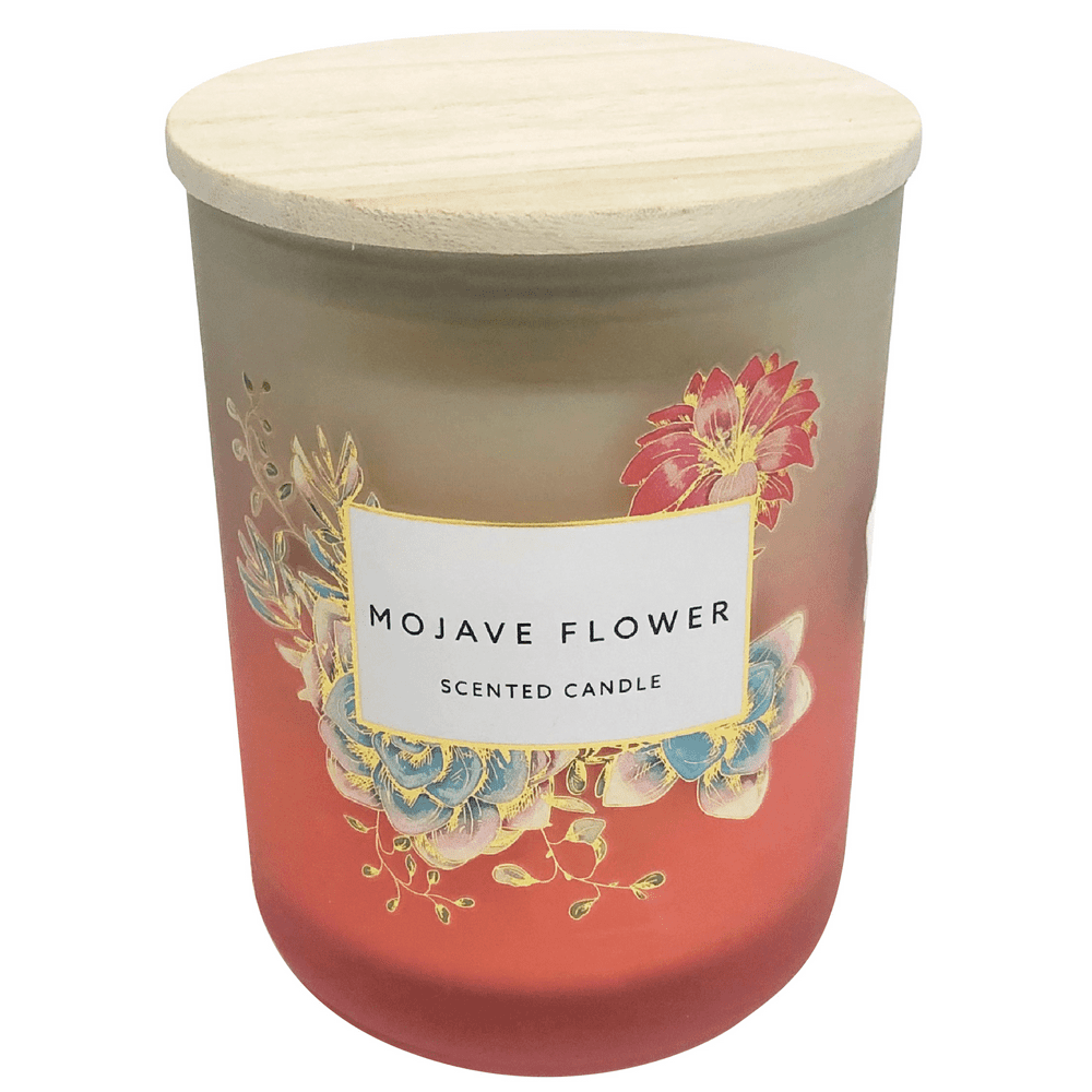 Premium Fragranced Candle Desert Flower 15oz 2Wick Candle, Ivory & Orange
