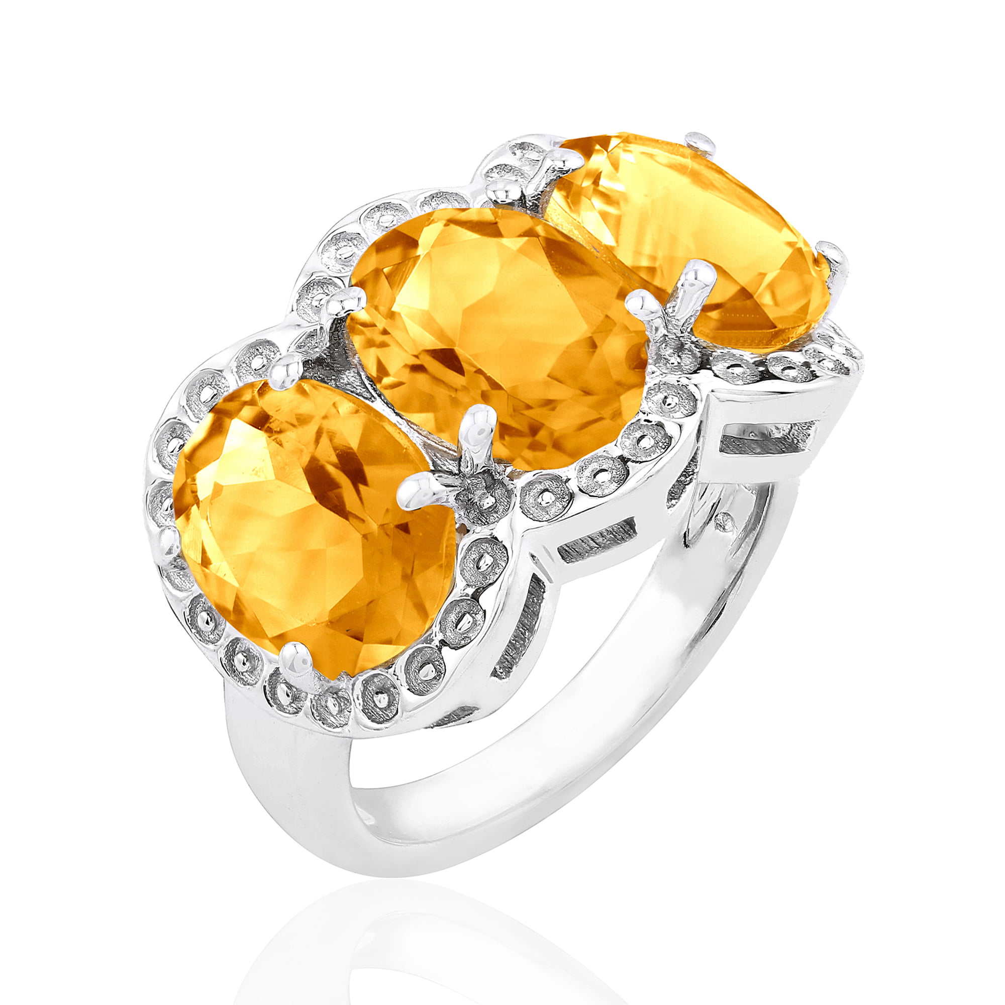Available 5,6,7,8,9 Gem Stone King Yellow Citrine 925 Sterling Silver Women's Wing Ring 0.26 Ct Round Gemstone Birthstone