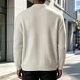 thumbnail image 4 of Havenx Men's Corduroy Jacket Ribbed Knit Full Zip Up Long Sleeve Jackets Mock Neck Solid Color Coat Lightweight Vintage Warm Casual Clothing,White 2XL, 4 of 6