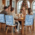 thumbnail image 5 of Winter Snowflakes Chair Covers Set of 6 Christmas Winter Snow Xmas Blue Chair Back Covers Stretch Removable Washable Slipcovers Protector for Dining Room Kitchen Party Decor, 5 of 5