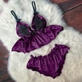 thumbnail image 2 of Elainilye Fashion Womens Pajama Sets V-Neck Lace Stain Pajamas Camisole Pajamas Bowknot Shorts Set Sleepwear Homewear,Purple, 2 of 6