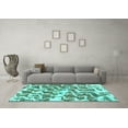 thumbnail image 3 of Ahgly Company Machine Washable Indoor Round Abstract Turquoise Blue Modern Area Rugs, 4' Round, 3 of 4