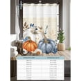 thumbnail image 6 of No Hook Cloth Fabric Shower Curtain with Snap in Liner, Fall Beige Pumpkin Waterproof Shower Curtains Set with See Through Top Window, Thanksgiving Eucalyptus Leaves Retro Bath Curtains 72"x84", 6 of 6