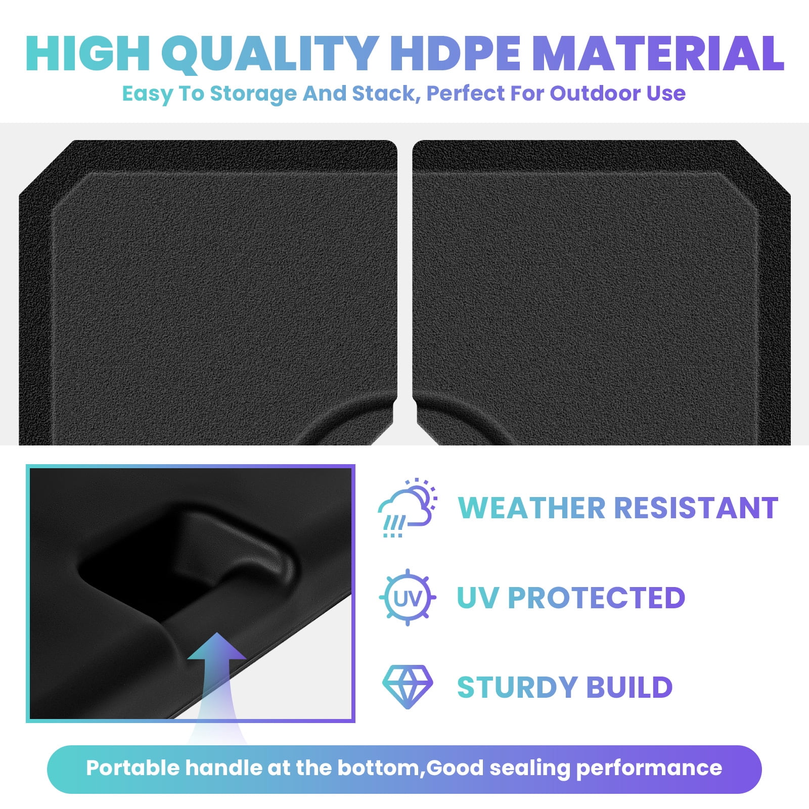 Muweixin 4-Piece Fillable Cantilever Umbrella Base, 353 lbs Total Weight, HDPE Weather-Resistant Patio Umbrella Stand for 8'-10' Offset Parasols, Black