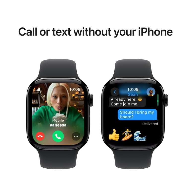 Apple Watch Series 10 GPS 42mm Jet Black Aluminum Case with Black Sport Band S M Walmart
