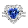 thumbnail image 2 of Dazzlingrock Collection 8mm Heart Tanzanite & Round White Diamond Double Halo Engagement Ring Set for Women (0.65 ctw, Color I-J, Color I2-I3) in 925 Sterling Silver, Size 7, 2 of 5