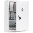 thumbnail image 2 of Wall Mount Locking Medicine Cabinet, Large Capacity First Aid Cabinet for Bathroom, Medicine Cabinet with Key, Secure Steel Lock Box for Medication, 15.75" H x 11.82" W x 4.72" D, White, 2 of 6