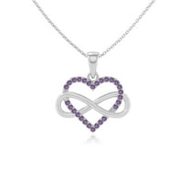 Natural Amethyst Infinity Heart Pendant Necklaces for Women in Sterling Silver, February Birthstone Jewelry Gifts for Her Birthday, Wedding Anniversary, Graduation, Christmas, Mothers Day, Valentines