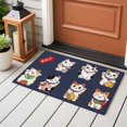 thumbnail image 5 of Lucky Cats Washable Small Entryway Area Rugs 2'x3', Modern Japanese-Style Cute Cat Animals Navy Blue Low Pile Throw Rug Non-Slip Sturdy Edge Binding Carpet for Front Door Floor Room Entry, 5 of 9