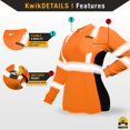 thumbnail image 4 of KwikSafety (Charlotte, NC) VIXEN Long Sleeve Safety Shirt for Women (Angel Hair Tape) Class 3 ANSI OSHA High Visibility Reflective Construction Security Work Hi Vis Clothing | Orange Small, 4 of 7