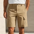 thumbnail image 2 of FRSASU Short Cargo pour Homme Randonnée Décontracté Bouton Taille Élastique Tactique Léger Extérieur Travail Bas avec Poche Kaki-A, 2 of 7