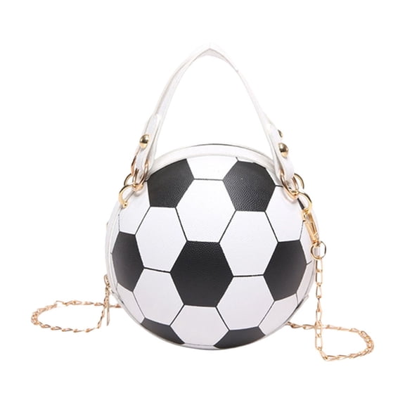 Soccer Ball Shaped Round Crossbody Bag, 6.3x6.69 Inch PU Leather Mini Handbag, Chain Shoulder Bag with Top Handle, Trendy Fashion Bag for Daily Outings and Street Style