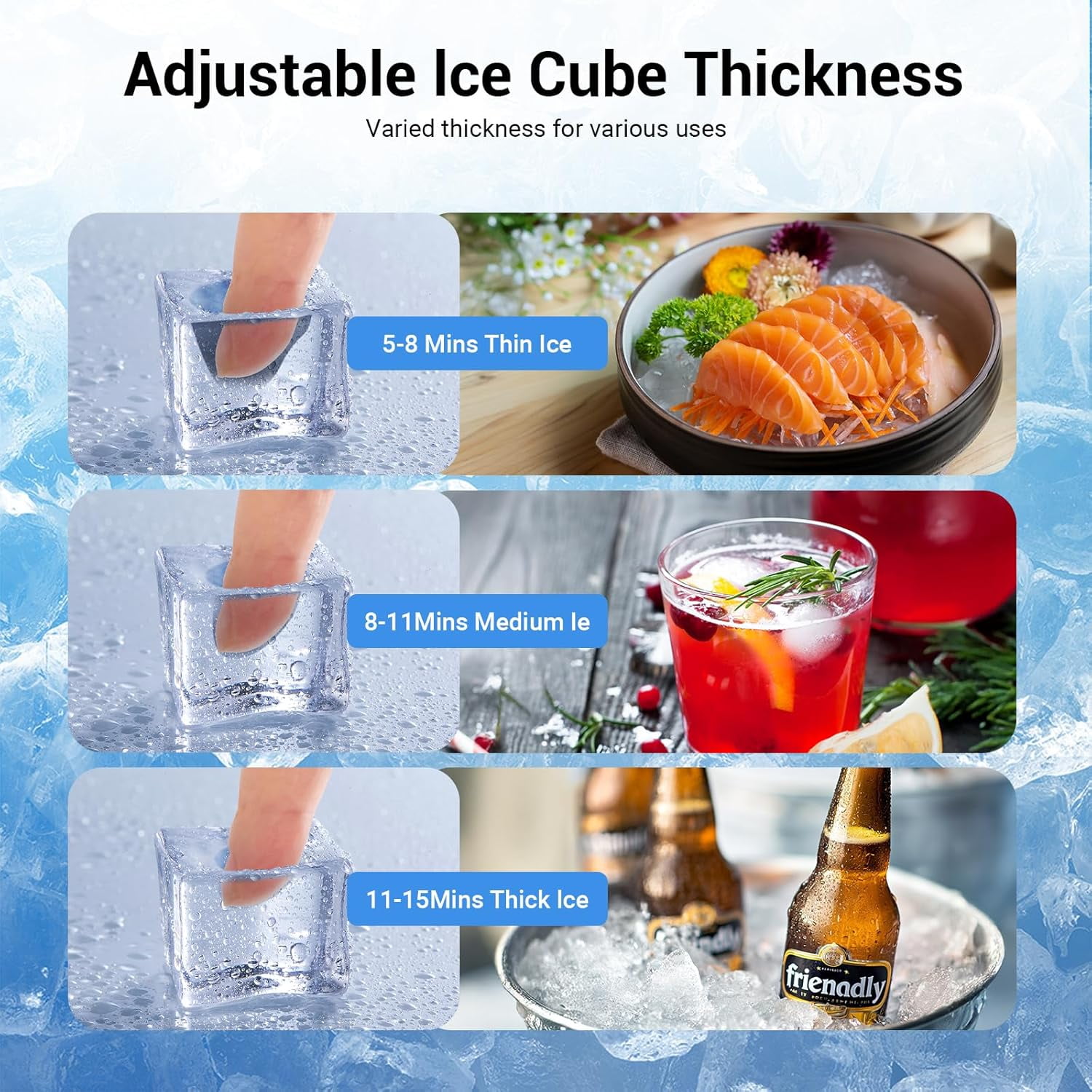 XUTUMM Commercial Ice Machine 700LBS/24H,Storage 500LBS,Large Industrial Ice Maker,Ice Ready in 5-15min,with Self-Cleaning Mode,with Timing Function,30 Levels of Ice Thickness Adjustment