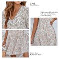 thumbnail image 4 of Vestido corto de mujer con cuello en V y manga con volantes, estampado floral, transpirable, ajuste holgado, vestido de moda, 4 of 5