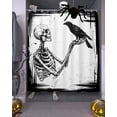 thumbnail image 3 of Halloween Skeleton Shower Curtain Set ，Waterproof Fabric Shower Curtains Horror Black Crow Vintage Bird Shower Curtains for Bathroom,Bathroom Decor 54x"78", 3 of 6