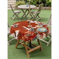thumbnail image 4 of Outdoor Tablecloth with Umbrella Hole for Patio/Picnic/Party/Camping, Japanese Style Waterproof Table Cloth Round Cover Washable, Red Farmhouse Botanical Peony Birds (Dia 54"), 4 of 8