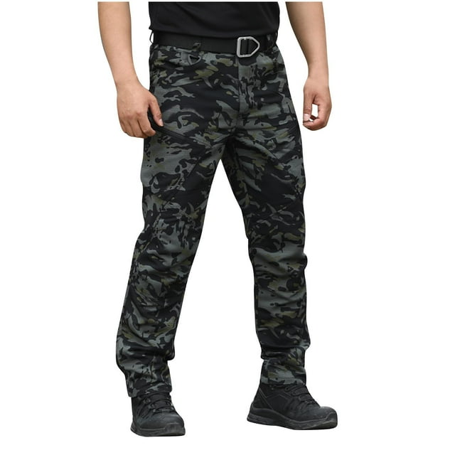EGNMCR Men's Lightweight Pants, Cargo Pants Men, Linen Pants Men Mens Fashion Camouflage Multiple Pockets Multi Multifunctional Work Trousers Pants Men Polyester Pants