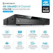 Amcrest 4K Security Camera System w/ 4K (8MP) 8CH PoE NVR, (8) x 4K (8-Megapixel) IP67 Weatherproof Metal Bullet POE IP Cameras (3840x2160), Hard Drive Not Included, NV4108E-IP8M-2496EW8 (White)