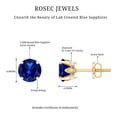 thumbnail image 5 of Rosec Jewels Lab Grown Blue Sapphire Solitaire Stud Earrings - AAAA Grade - 2 Carat - Sapphire Diamond Earrings - with Jewelry Box, 14K Yellow Gold, 5 of 7