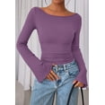 thumbnail image 2 of Top Corto de Manga Larga PRETTYGARDEN para Mujer en Morado Talla XL, 2 of 8