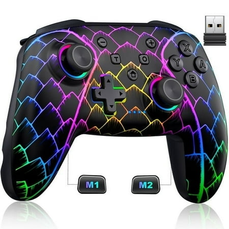 Switch Controller for Nintendo Switch/Lite/OLED/Switch 2, ESYWEN Pro Controller for Android/IOS/PC with Hall Joystick, Hall Trigger, Ambient Lighting