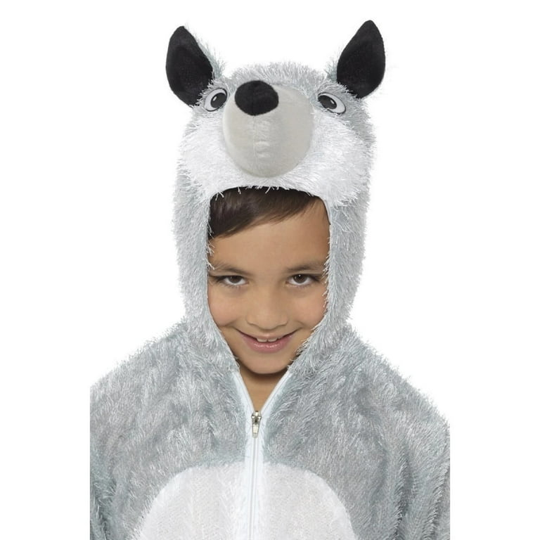 Wolf Costume Grey Jumpsuit with Hood Mens Wolf Costume Grey Jumpsuit with Hood Mens
