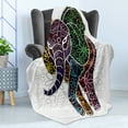thumbnail image 4 of Batik Soft Flannel Fleece Throw Blanket, Digital Big with Floral Lines and Tribal Shapes Wild Life Theme Image, Cozy Plush for Indoor and Outdoor Use, 70" x 90", Multicolor, by Ambesonne, 4 of 5