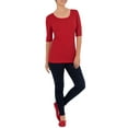 thumbnail image 4 of Time and Tru Women's Elbow Sleeve Scoop Neck T-Shirt, 4 of 6
