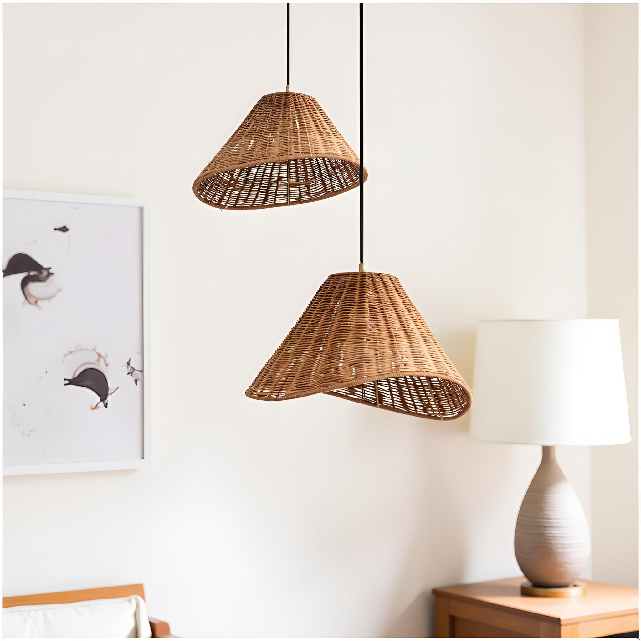3 Pieces Lamp Shades rattan"Bell"Design  For Pendant Chandeliers  Replacement Shades