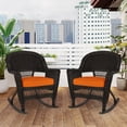 thumbnail image 3 of Jeco Rocker Wicker Chair in Espresso with Orange Cushion (Set of 2), 3 of 9