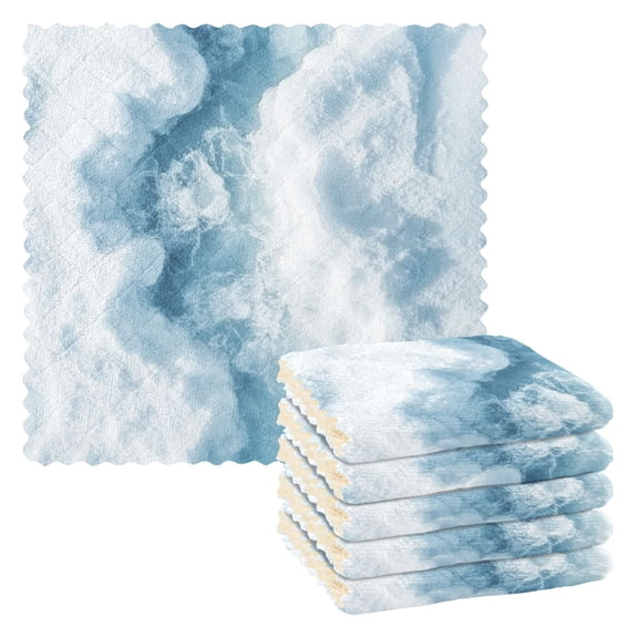 6 Pieces of Kitchen Towels 11x11Inch Kitchen Dish Cloths Kitchen Dish Towels Reuseable Cleaning Cloths White Ocean Pattern
