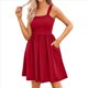 thumbnail image 1 of Vestidos de Verano para Mujer 2025, Moda con Curvas, Vestidos Florales, Ropa para Vacaciones en la Playa. Vino Tinto M, 1 of 3