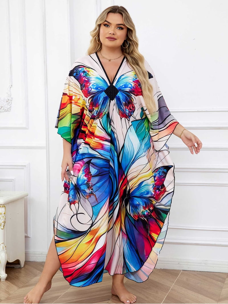Edolynsa Caftans for Women Plus Size Swimwear Kaftan Cover up Maxi Beach  Dresses Older Women Summer Outfits - Walmart.com