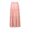 thumbnail image 6 of Women Long Skirt Fashion Solid Color Long Skirts Elastic Waist Faldas Loose Casual High Waist Saia Versatile Half-Body Dress, 6 of 8